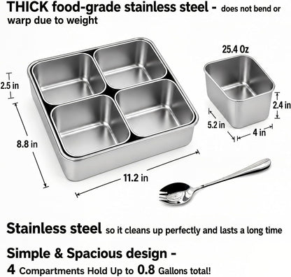 Stainless Steel Yakumi Pan, Yakumi Pans, Yakumi Mise En Place, Mise En Place Containers, Japanese Food Container, Condiment Containers, Multi Compartment Food Containers (8 Compartment)