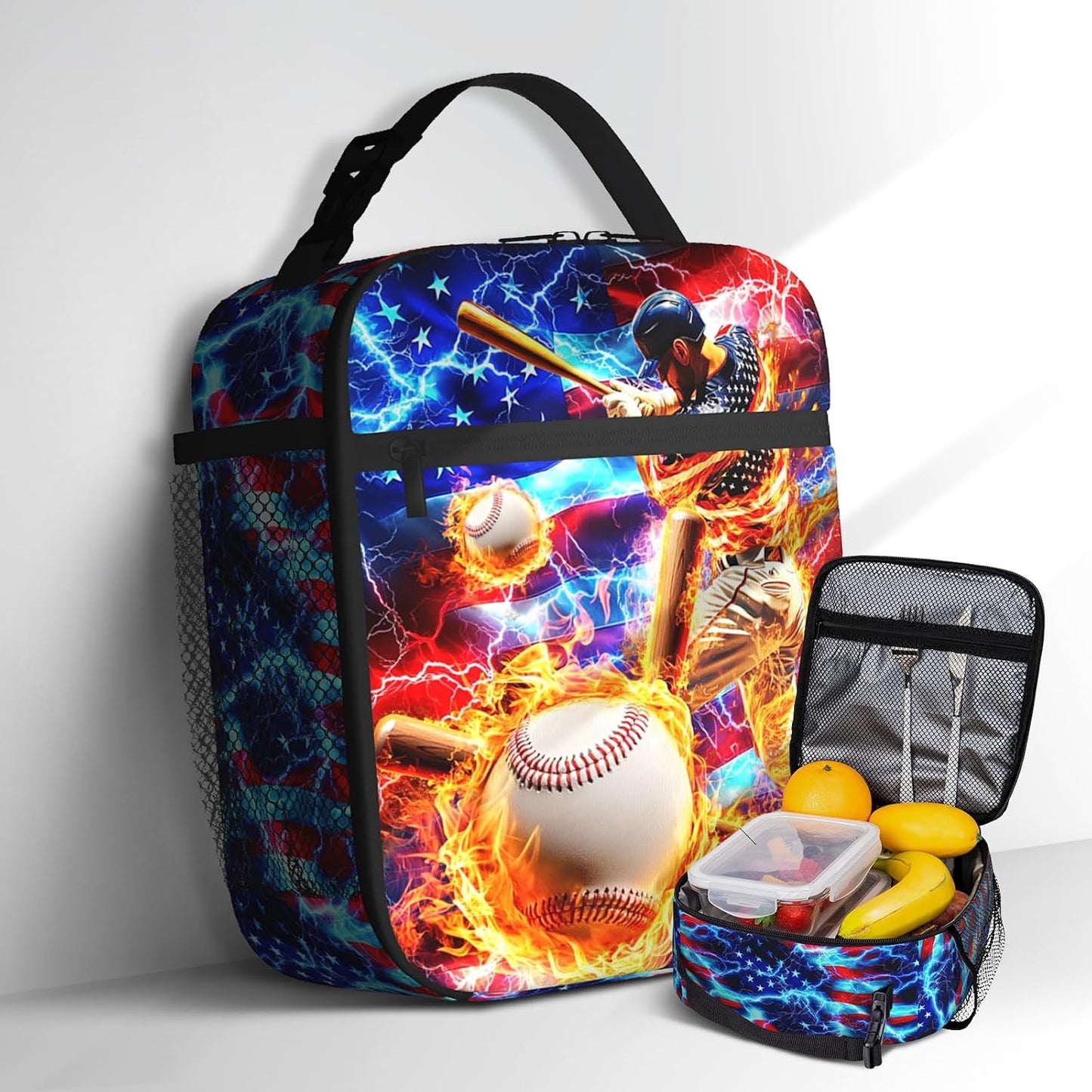 Boys Lunch Box for School Insulated Football Lunch Bag for Kid Boys Girls Teen Bento Boxes to School Office Picnic Travel Hiking Lunchbag Waterproof Leakproof with Adjustable Shoulder Strap