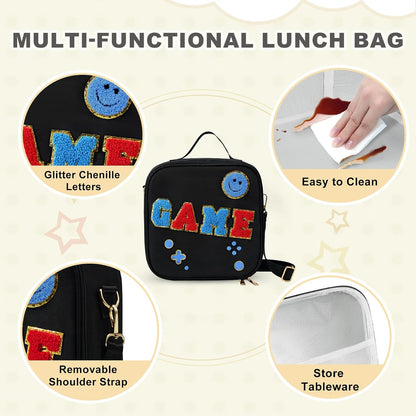 Kids Lunch Box for Kids Insulated Reusable Lunch Bag Tote Durable Children Leak-proof Lunchbox with Adjustable Shoulder Strap for School Daycare Travel Picnic (Navy - 3D Dinosaur)