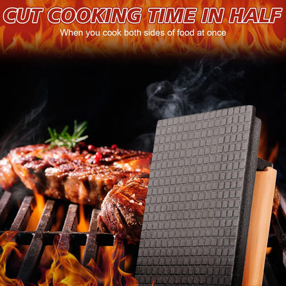 3 Pcs Cast Iron Grill Press 8 x 4 Inch Griddle Hamburger Press