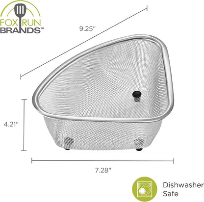 Fox Run Stainless Steel Colander, 4.7 Quart Over The Sink Pasta Strainer