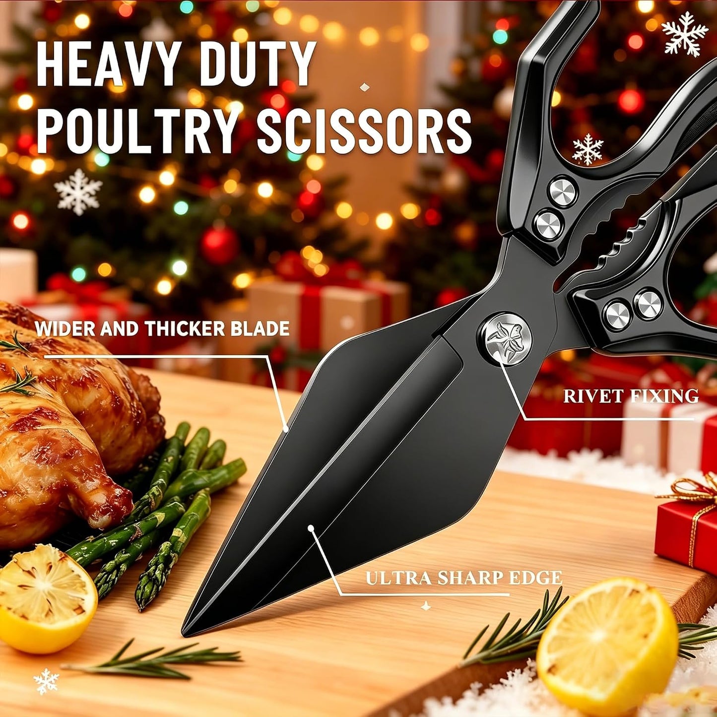 Multifunctional Heavy Duty Kitchen Shears,Kitchen Shears for Cutting Chicken,Kitchen Scissors for Food, Japanese High-Carbon Steel Culinary Poultry Shears, for Chicken,Meat,Fish,Bone Cutting(Silver)