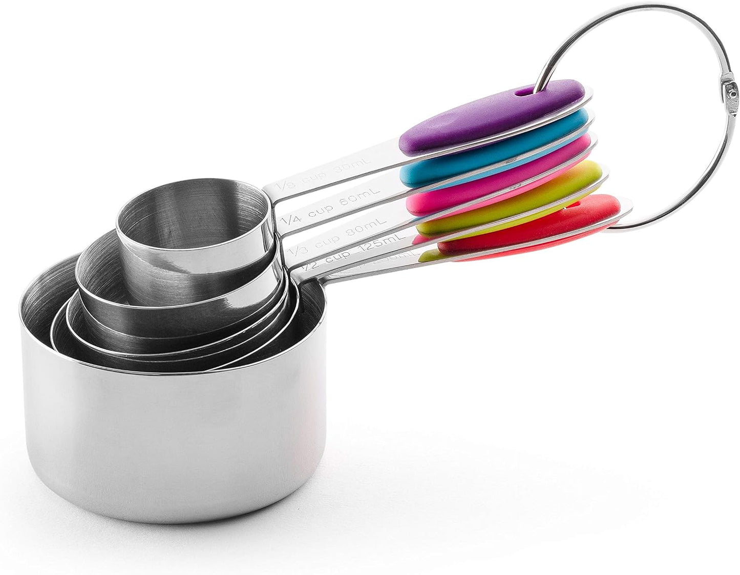Bellemain One-Piece Stainless Steel Measuring Cups Set of 6 – Nesting Metal Measuring Cups for Kitchen – Dry & Liquid Measurements (ML & OZ), Rust-Resistant, Dishwasher Safe, Ergonomic Design