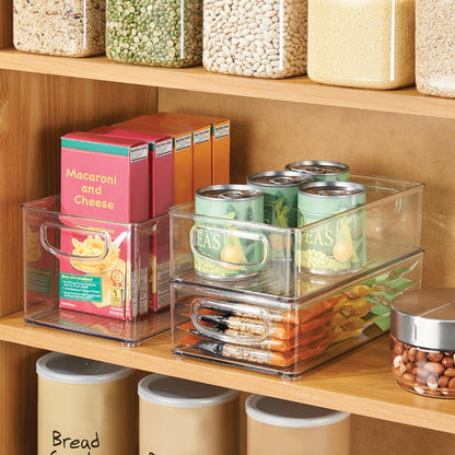iDesign Stackable Pantry Bins with Handles, 4 Small and 4 Medium Bins, 8 Pack, Clear, Made in USA