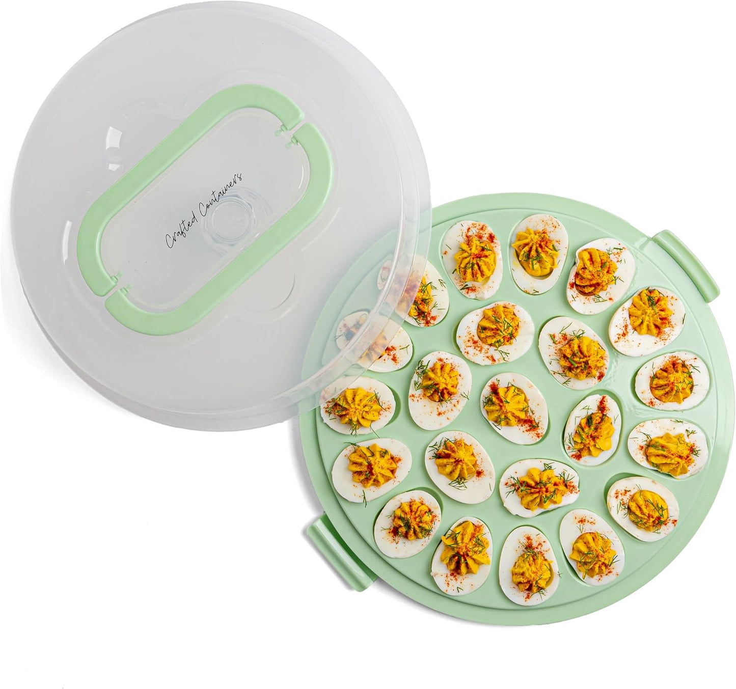 Deviled Egg Containers with Lid & Handles, 22-Count Portable Carrier, Dishwasher Safe Tray, Refrigerator Storage, High-Capacity Trays Deviled Egg Holder - Blue