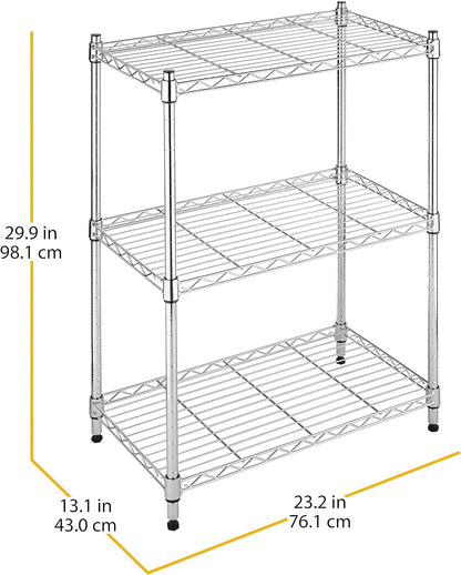 Whitmor 2-Wire Shelving Unit, Metal Storage Shelves, Stacking Shelf with Basket, Easy Assembly Home Organizer for Pantry, Kitchen, Garage, Plant