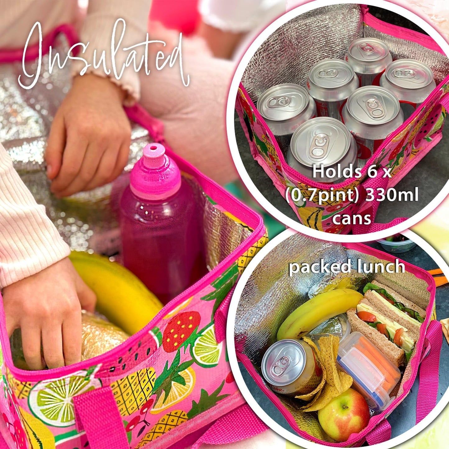 Fashion Stationery Insulated Lunch Bag Kids Lunch Box Folding Reusable Lunchbags for Girls or Boys Lunch Box for School, Beach or Travel Small Cooler or Picnic Coolers