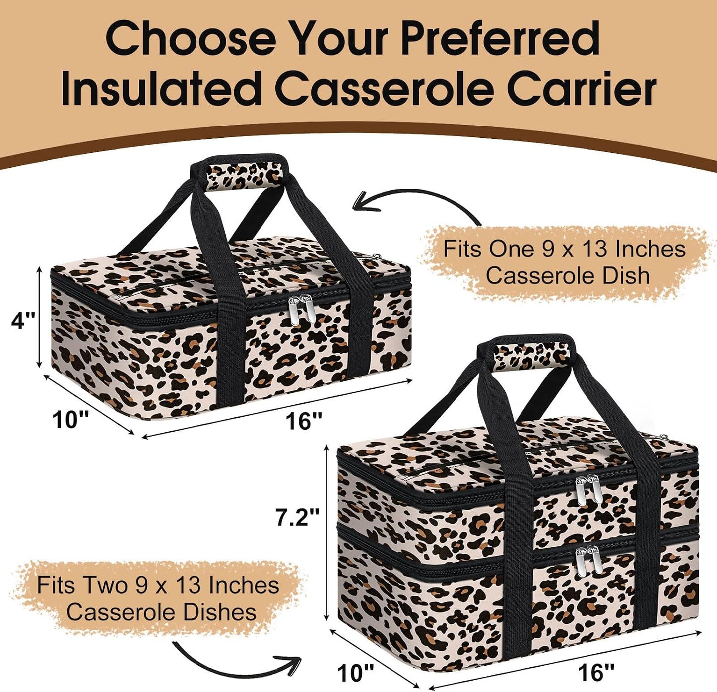 Insulated Casserole Carrier, Portable Casserole Carrier for Hot or Cold Food Lunch Tote Warmer or Cooler Bag, Lasagna Lunch Bag for Potluck Parties- Fits 9" x 13" Baking Dish-Charcoal Grey
