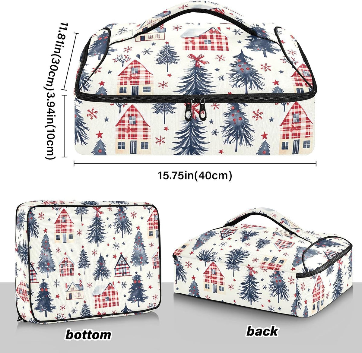 Casserole Carrier Insulated Yellow Lemon Blue Bows Dish 9x13 with Lid Party Travel Warmer Bag for Hot or Cold Food Lasagna Pizza Holder Tote - Colors B