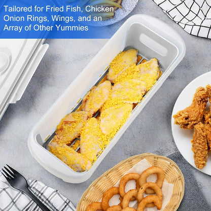 Batter Bowl with Lid, 2-Pack Fish Batter Shaker, Better Breader Shaker Bowl with Breading Shaker Tray, Batter Bowl with Lids Shaker for Frying Chicken Wings Fish Onion Rings Veggies (Blue)