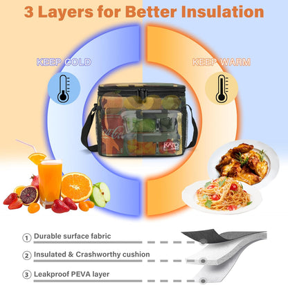 Tirrinia Insulated Lunch Bag for Women Men, Leakproof Lunch Box Containers for Adult, Work, School, Soft Lunchbox for Kids,Boys, Adult Cooler Bag for Picnic Hiking Beach,Charcoal