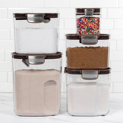 ProKeeper+ Airtight Food Storage Container Set – Clear Plastic Flour and Sugar Canister Set with Magnetic Accessories for Kitchen Organization (Grey, 9-Piece)