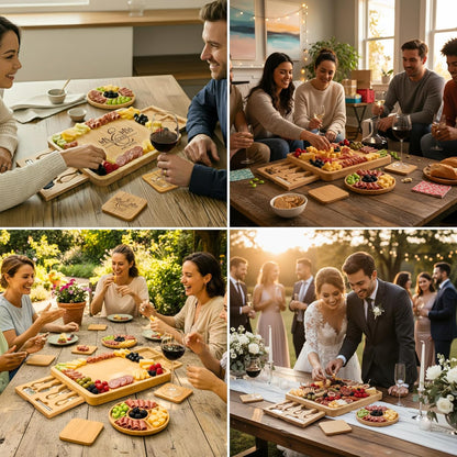 Personalized Bamboo Charcuterie Board Set with Accessories – Custom Large Serving Tray with Knives for Wedding, Anniversary, Bridal Shower, Women, Housewarming, Engagement, Couples, Mother’s Day Gifts