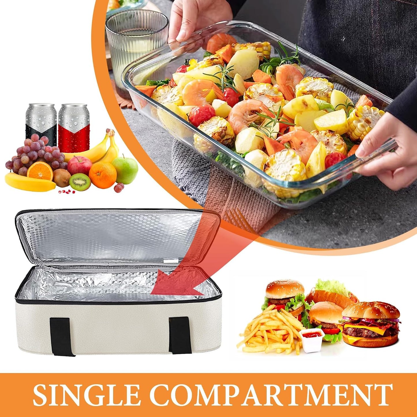 Insulated Casserole Carrier 9x13 Inch, Durable Nylon, Leak-Proof Casserole Dish Carrier, Casserole Carriers for Hot or Cold Food (Christmas)