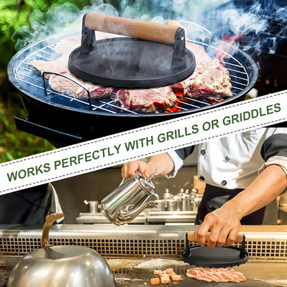 Grill Weight Press Cast Iron, 2.4LB Rectangle Meat Weight Bacon Smash