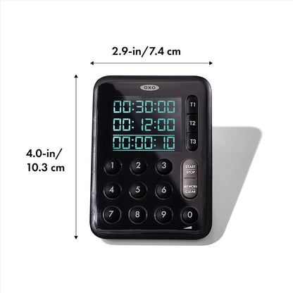 OXO Good Grips Digital Triple Kitchen Timer, Three 100-Hour Counters