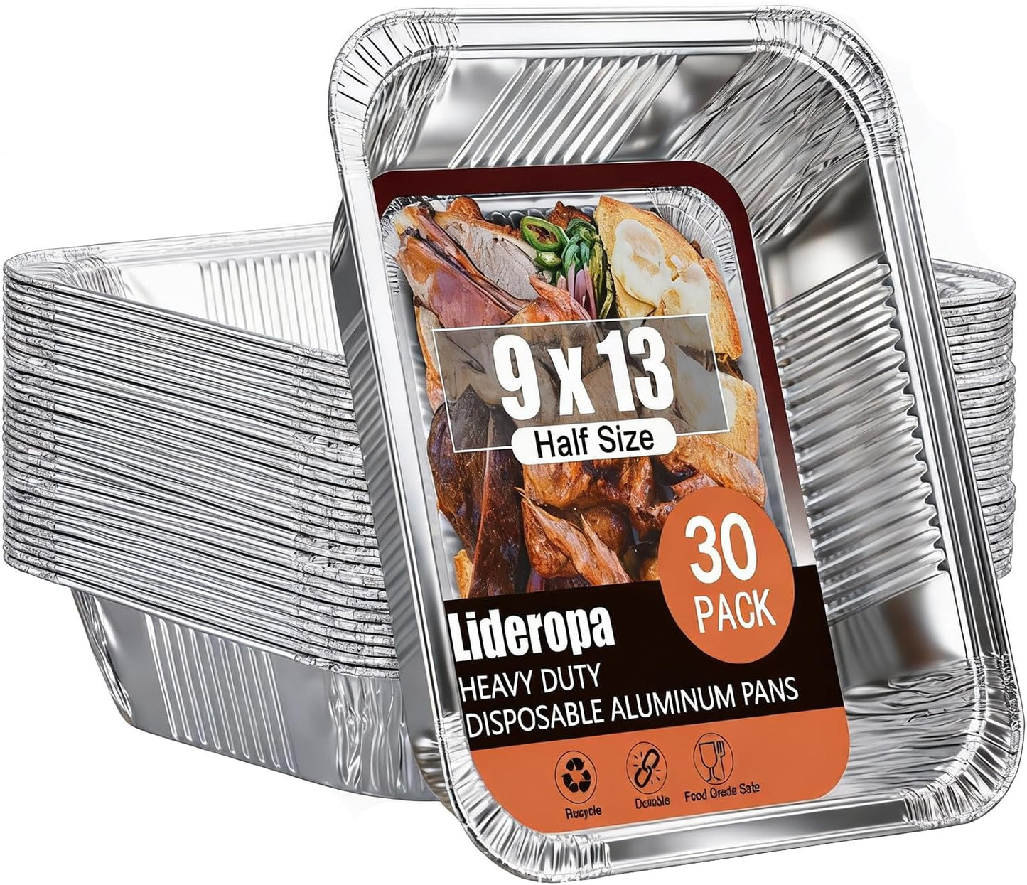 Aluminum Pans with Clear Lids 9x13-10 Pack Aluminum Foil Pans, Heavy Duty Disposable Pans for Cooking, Baking, Meal Prep, Parties & Food Storage