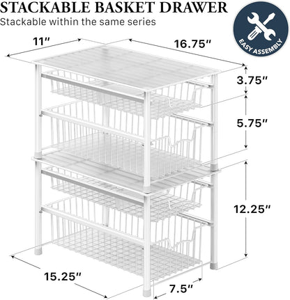 Simple Houseware Stackable Basket Drawer, Chrome