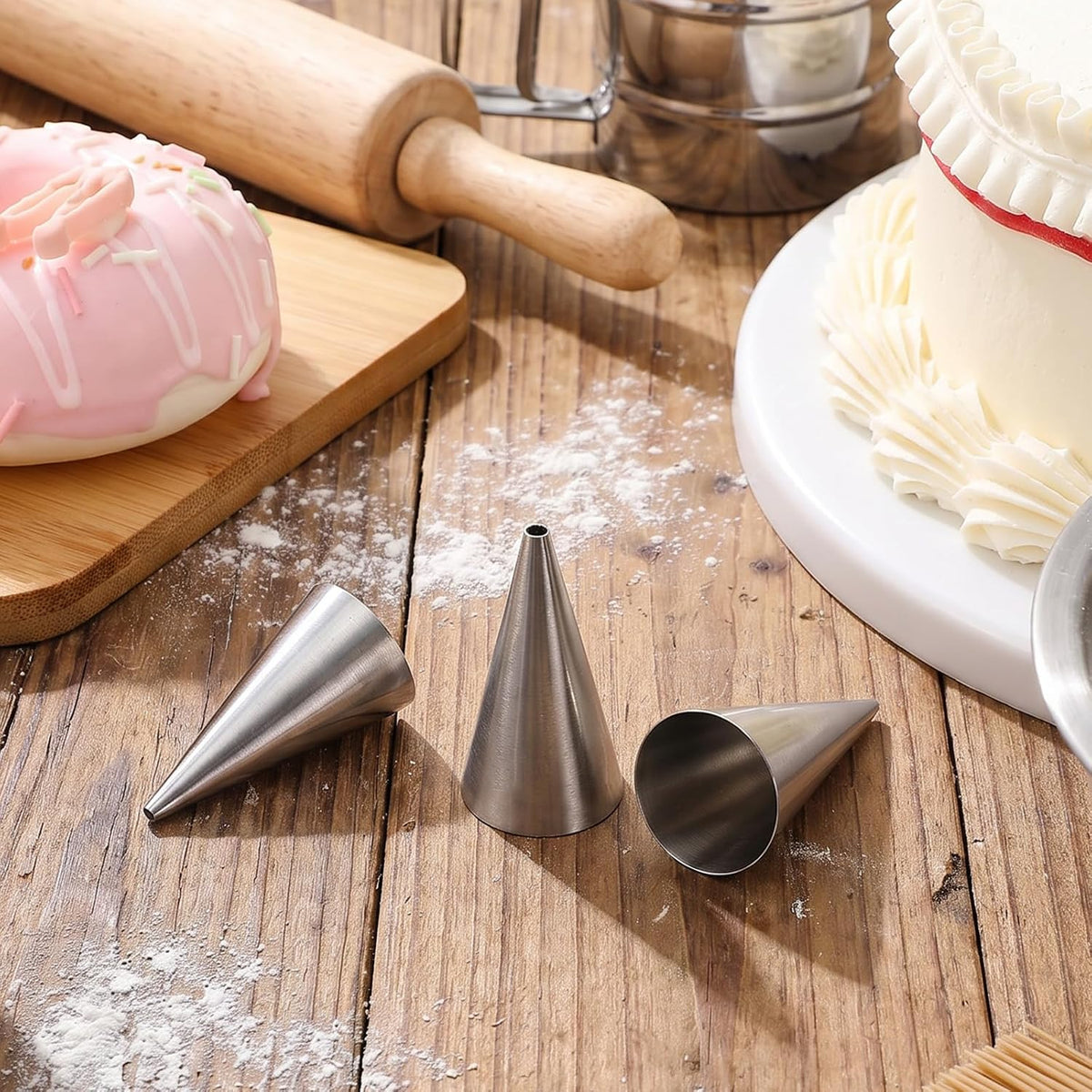 3Pcs 1 2 3 Cake Piping Tips, Cake Decorating Supplies Piping Tips, Piping Nozzles Decorating Tips, Baking Tools For Buttercream, Icing, Birthday Cake, Cupcake, DIY Art
