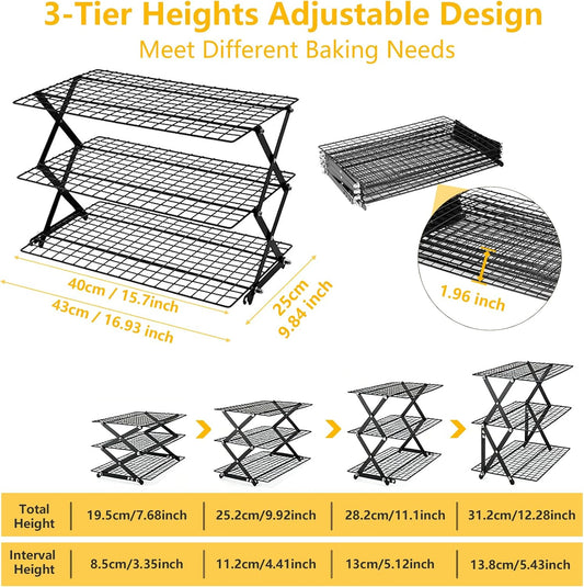 Collapsible Cooling Rack 3-Tier Foldable Cookie Cooling Rack for Baking