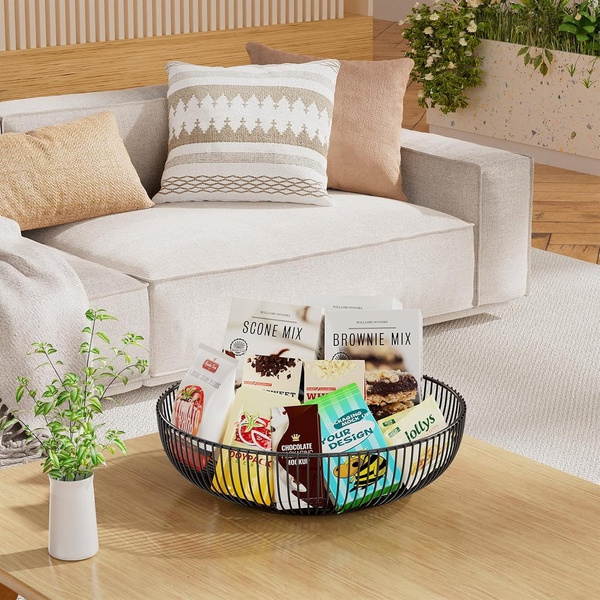 Simple Trending Fruit Basket 2-Tier Detachable, with Banana Hangers & Rust-Proof Metal Mesh, Ventilated Kitchen Organizer for Countertop, Perfect for Fruits, Vegetables, Snacks Storage
