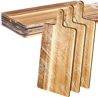 Patelai 6 Pcs 15 x 7 Inch Bamboo Cutting Board Set with Handles Laser Engraving Wooden Charcuterie Kitchen Plain Serving Chopping Board Bulk for DIY Housewarming