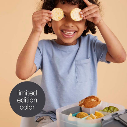 b.box Mini Lunch Box 2-Pack, Leak Proof Bento Box for Kids, 3 Compartment Snack Containers Ages 3+, Lunchbox for Daycare + School, Dishwasher Safe, BPA-Free, PFAS-Free, 4.25 Cup - Blue + Green