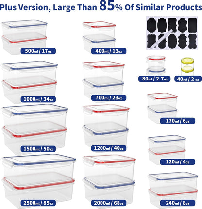 52-Piece Large Food Storage Containers with Lids Airtight, Health Material 85oz Leakproof Reusable Plastic Storage Containers, for Lunch, Meal Prep, and Leftovers, Kitchen Organizer, Freezer Container