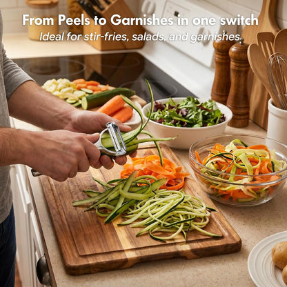2-in-1 Julienne Peeler & Vegetable Peeler – Heavy-Duty Y-Peeler with Sharp Flat & Julienne Blades, Multifunctional Kitchen Tool for Potatoes, Carrots, Cucumbers, Zucchini & Fruit