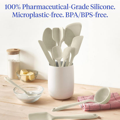 GIR 5-Piece Silicone Kitchen Utensils Set, Non-Toxic Cooking Utensils for Cooking and Baking, Heat Resistant, Food Grade, Dishwasher Safe Rubber Spatula, Ladle, Spoon - Charcoal