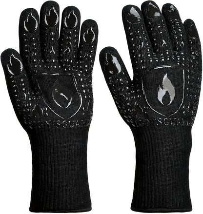 BBQ & Grill Gloves, Oven Gloves Heat Resistant, 1 Pair, Red (L)