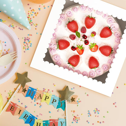 3 Pack Cake Boxes, 10x10x8 Inches Tall Cakes Box with Window, White Cake Boxes with Cakes Boards, Square Bakery Box, for Cake, Treat Cookie Dessert, Pastry, Birthday Party, Mother's Day, Weddings