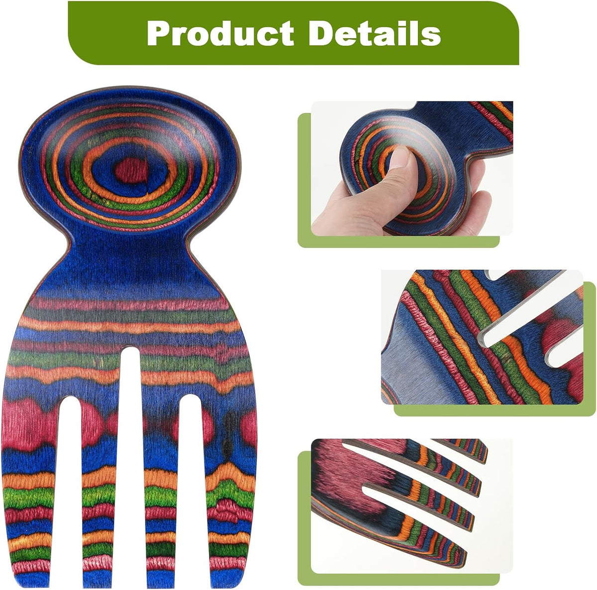 MYRAINBOW Salad Tongs, Salad Hand, Pakkawood Salad Tongs for Serving, Serving Utensils Set Salad Servers Set Kitchen Cooking Utensil