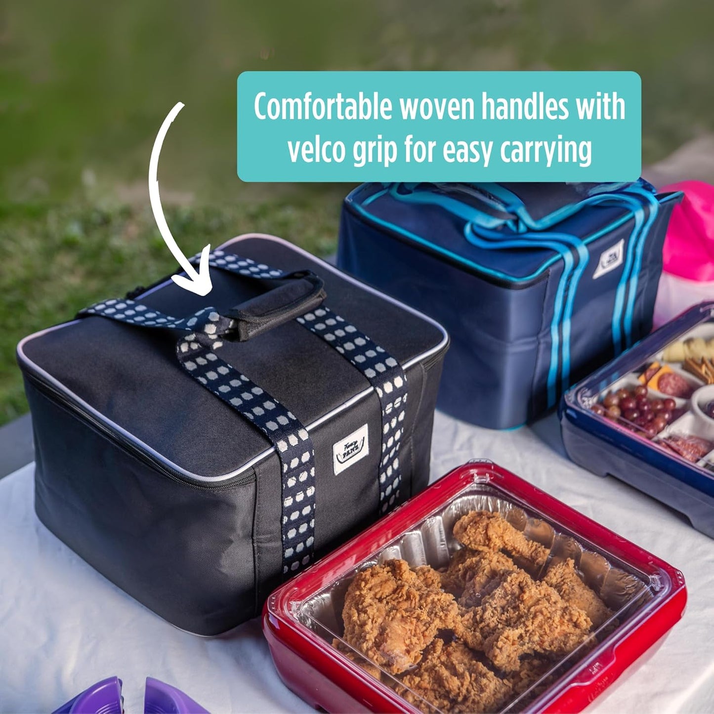 Fancy Panz Insulated Casserole Carrier Bag - Pink Thermal Food Transport Bag for Hot & Cold Dishes - Holds 2 Portable Insulated Bag for Potlucks, Parties, Tailgates & Entertaining