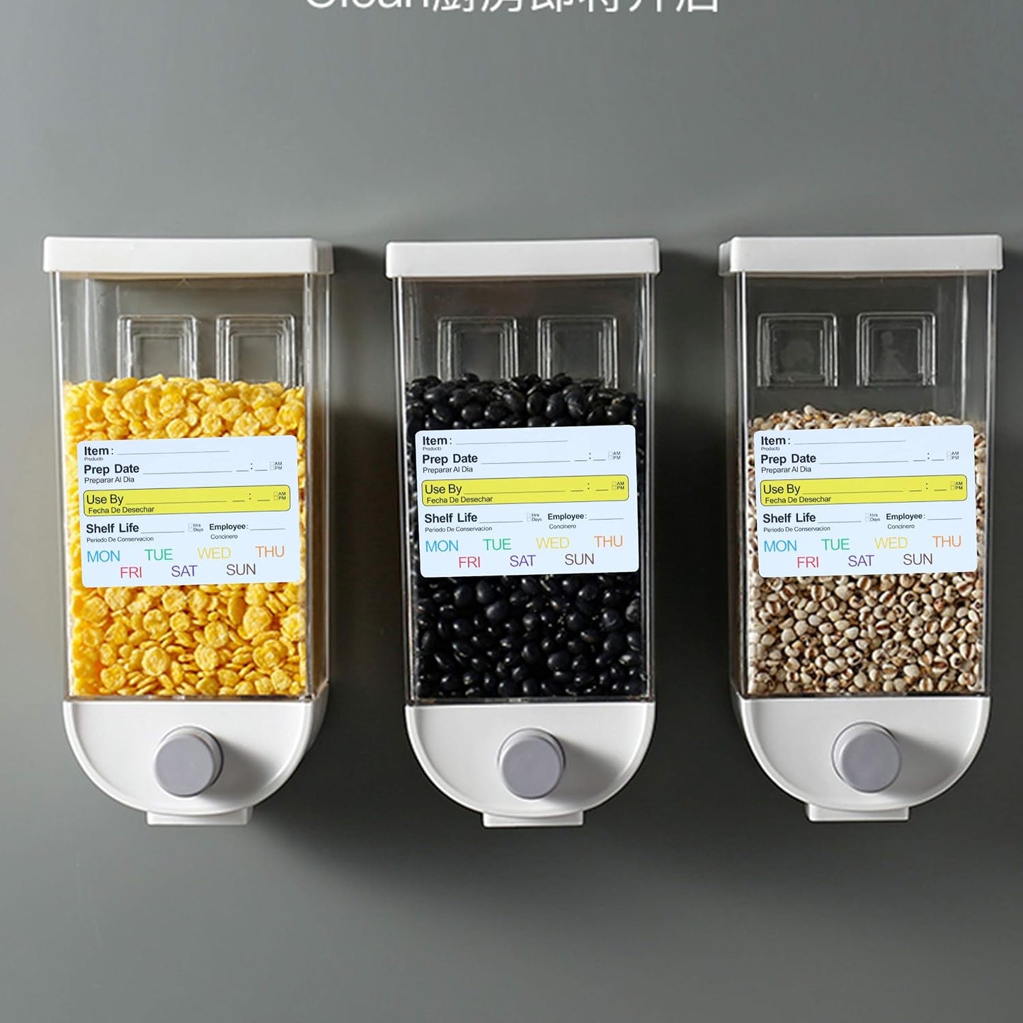 Hybsk 2 x 3 Inch Removable Freezer Food Labels for Reusable Containers- Easy Clean Leaves No Residue Food Storage Freezer 300 Stickers (Type 1)