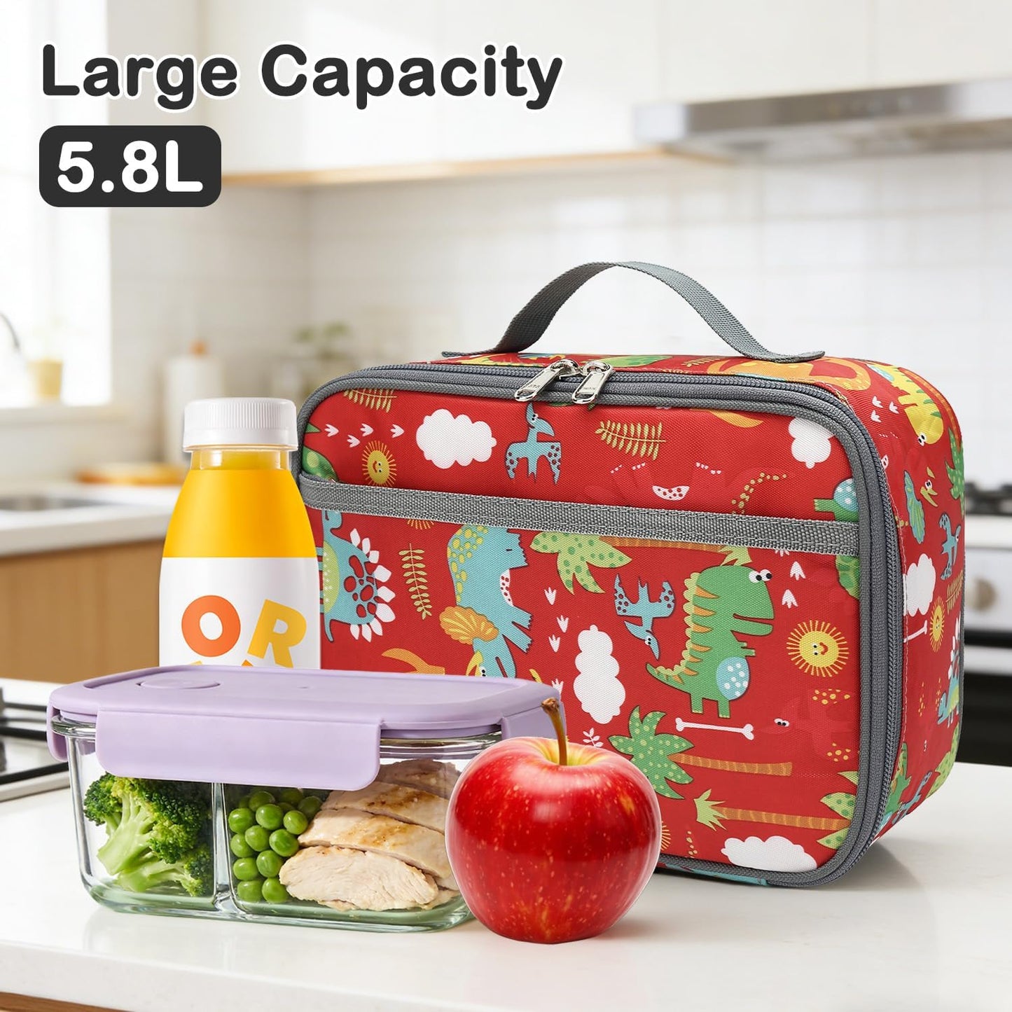 FlowFly Kids Lunch box Insulated Soft Bag Mini Cooler Back to School Thermal Meal Tote Kit for Girls, Boys, Astronaut - Colors A
