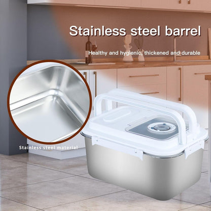 20Lbs Airtight Rice Container with Flip Lid, Stainless Steel Food Storage Container with Date Tracker, Measuring Cup and Spoon, 10L Portable Kitchen Pantry Bin for Flour Grain Sugar - Silver