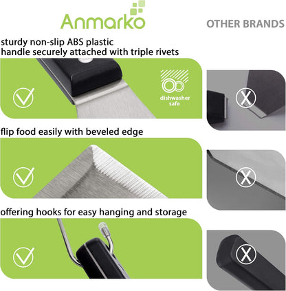 Stainless Steel Metal Griddle 4 x 8 inch Spatula - Spatula Hamburger Turner Scraper - Pancake Flipper - Great for BBQ Grill and Flat Top Griddle - Commercial Grade