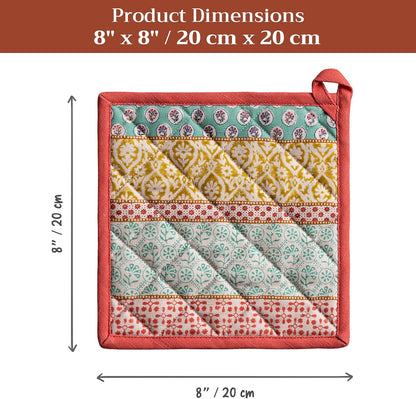 Maison d' Hermine 100% Cotton Oven Mitt & Pot Holder Set (7.5"x13" & 8"x8") - Colors C
