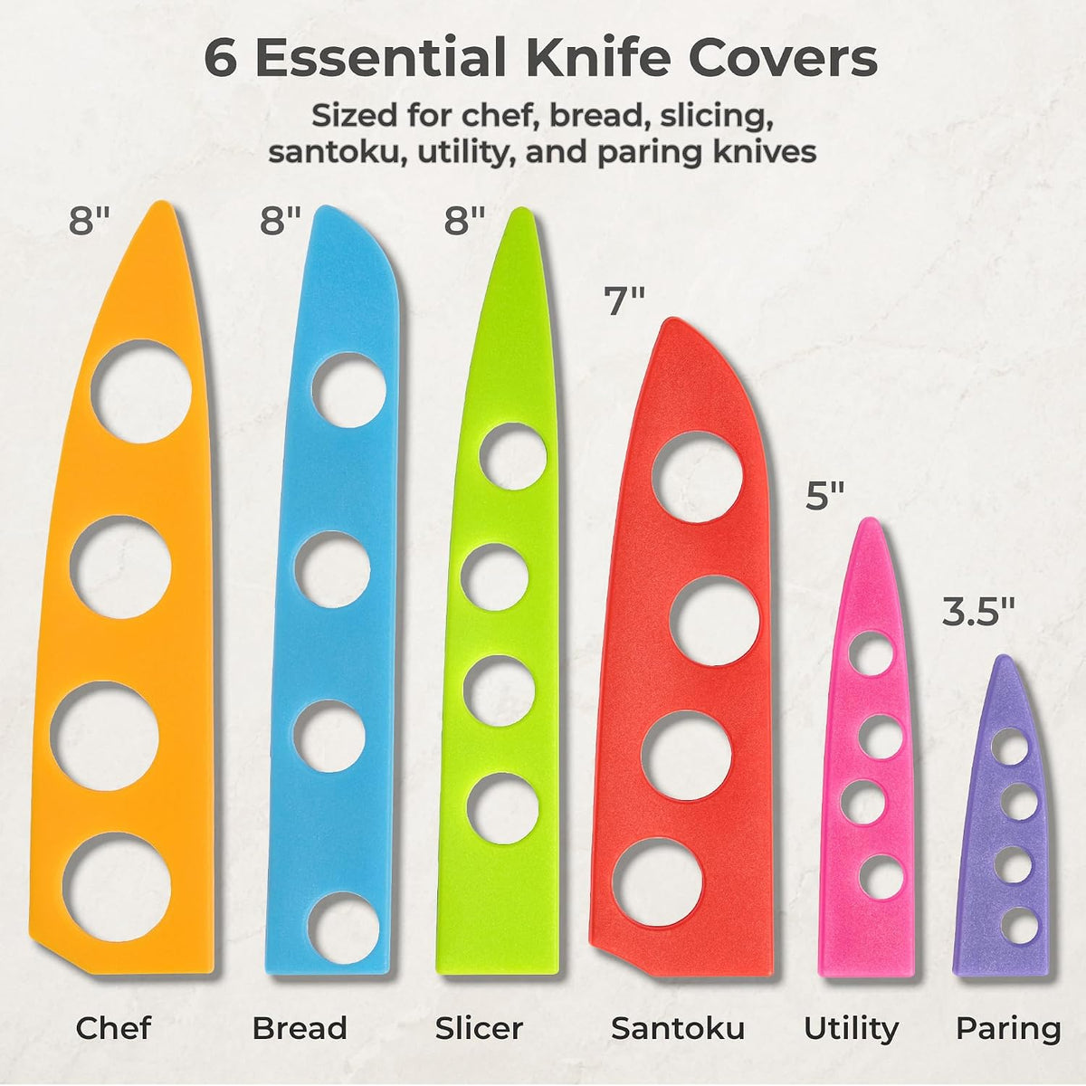 CHEF'S VISION Landscape BladeKeepers, 6 Color-Matched Knife Blade Covers
