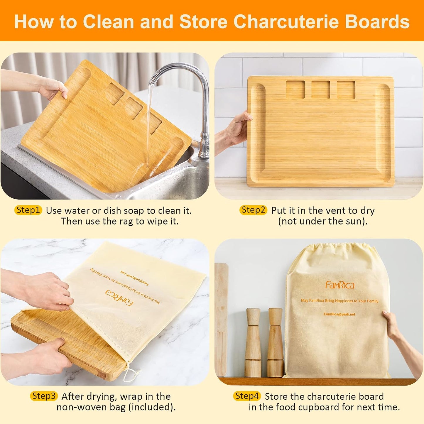 Charcuterie Board Set - FamRica Extra Large Cheese Board with 2 Drawers Bamboo Cheese Tray Serving - Unique Wedding Housewarming Birthday Gifts