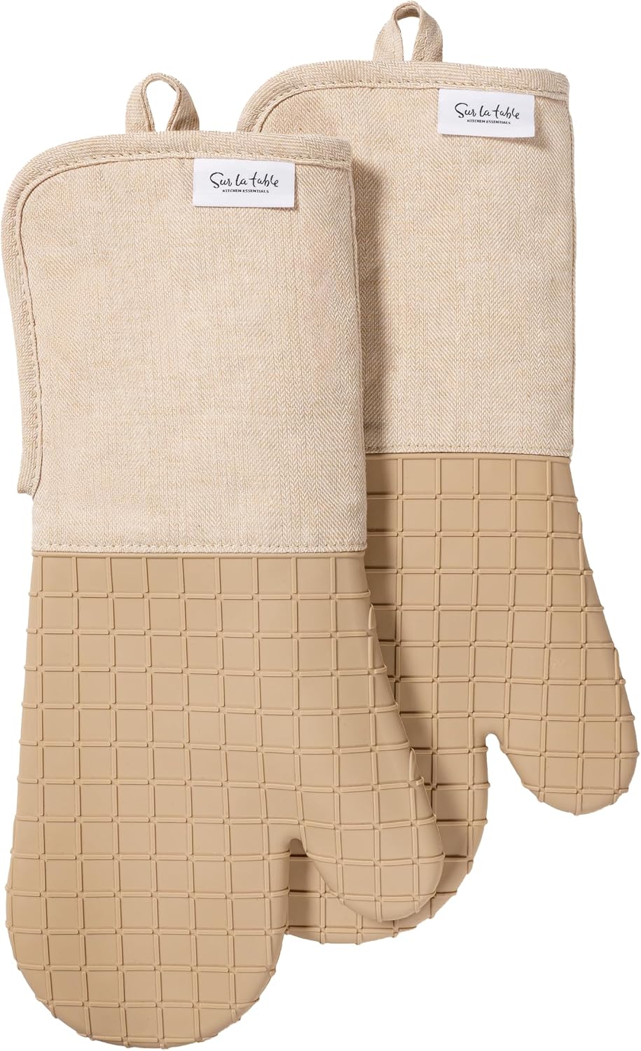 Sur La Table Kitchen Essentials Set of 2 Silicone Oven Mitts, Heat Resistant to 550°F (Green)