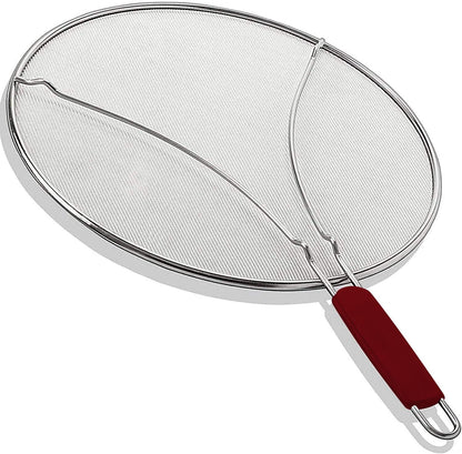 13" Grease Splatter Screen for Cooking | Stainless Steel Oil Splatter Guard and Ultra-Fine Mesh Protects Skin from Burns | TPR Tight-Grip Handle (Black)