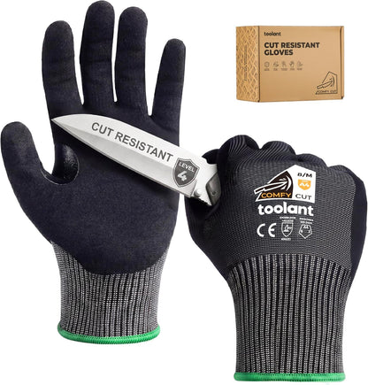 toolant ComfyCut A4 Cut Resistant Work Gloves, 1 Pair, Dark Gray, Large