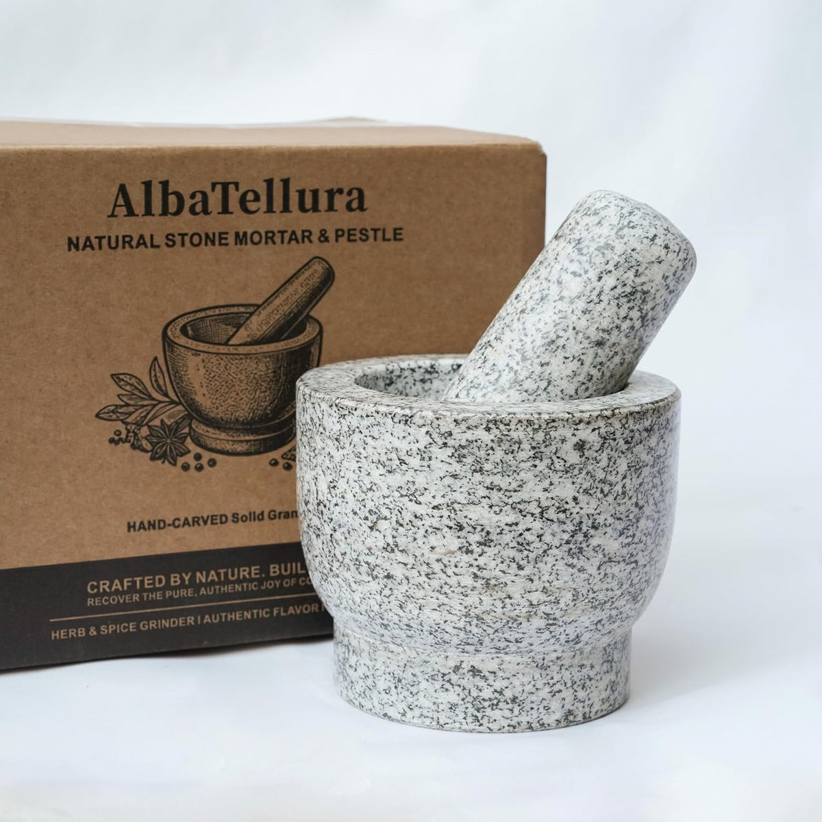 Natural Stone Mortar and Pestle Set, Granite