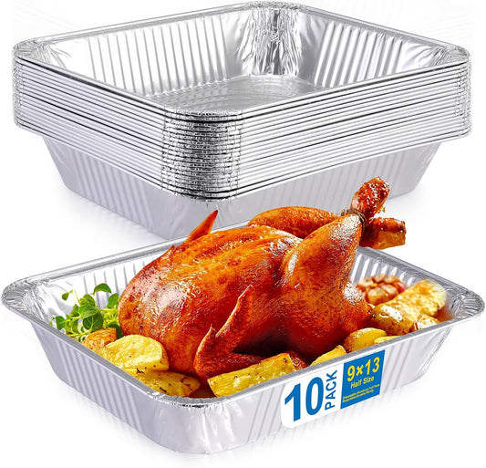 Aluminum Foil Pans 9x13 Disposable – 30 Pack Half Size Aluminum Foil Heavy Duty deep Steam Table Pan, Tin foil Turkey Sheets Tray Chafing Grill Accessories for Cooking, Baking, Storing, Food Prepping