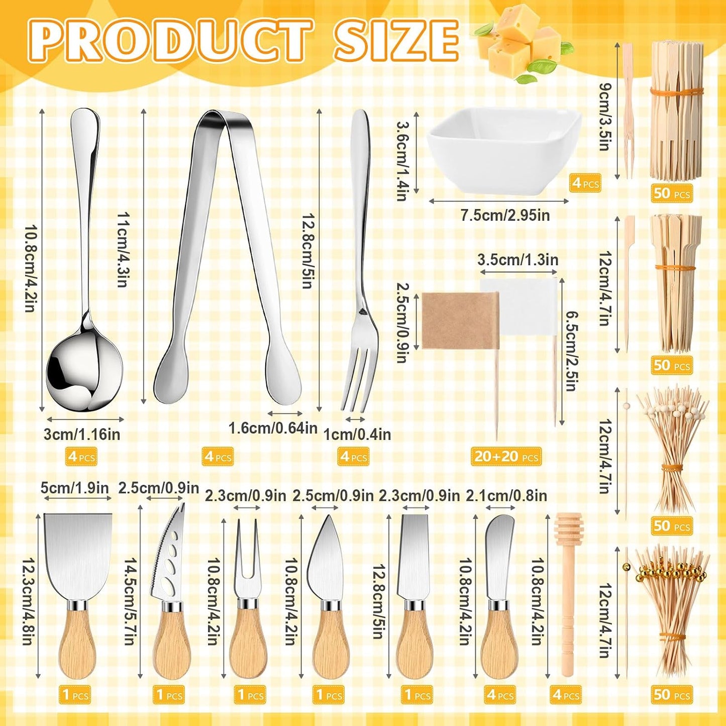 270 Pcs Charcuterie Board Accessories Charcuterie Utensils Cheese Spreader Knife Set Butcher Paper Roll Serving Tong Fork Spoon Dipping Bowl Cocktail Pick for Party Christmas Wedding(Gold)