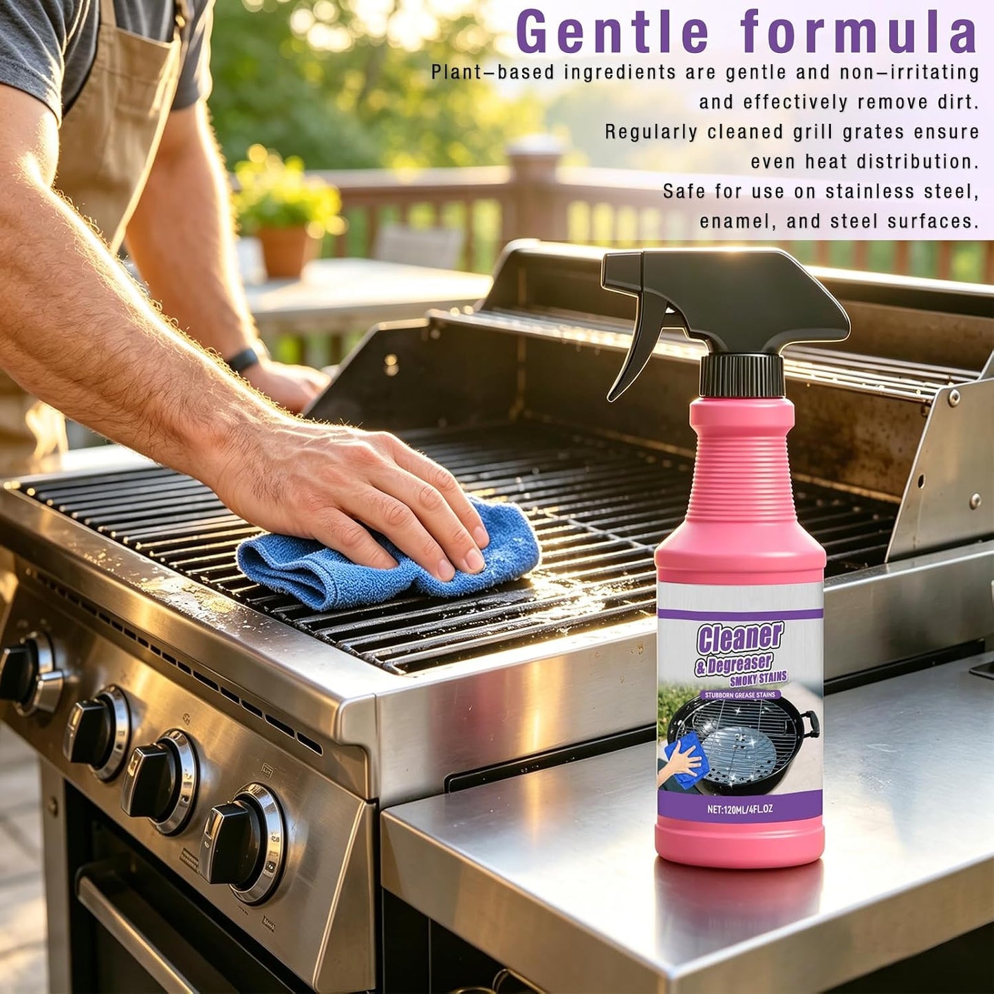 Fast-Acting Heavy-Duty Grill Degreaser Spray,Heavy Duty BBQ Grill Degreaser,All Purpose Heavy Duty Cleaner for Burnt Food & Grease(2PCS)