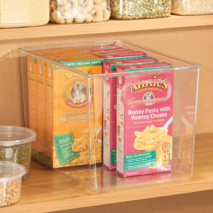iDesign Linus BPA-Free Plastic Deep Kitchen Storage Bin with Handles - 12" x 8" x 7.75", Clear