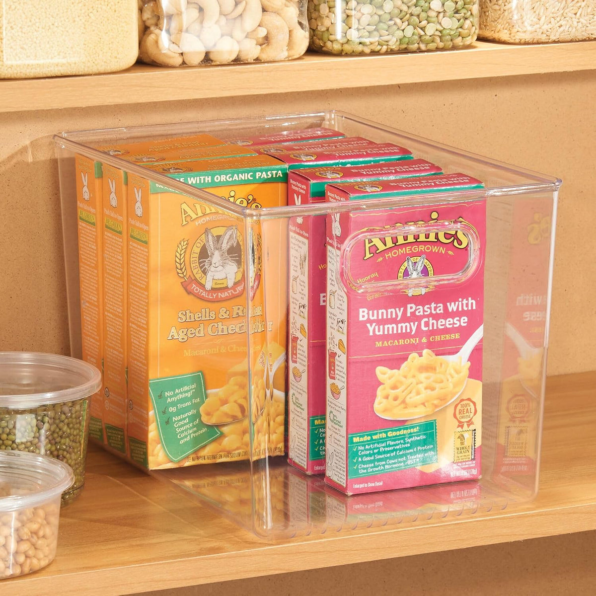iDesign Linus BPA-Free Plastic Deep Kitchen Storage Bin, Clear | With Handles, 12" x 8" x 7.75"